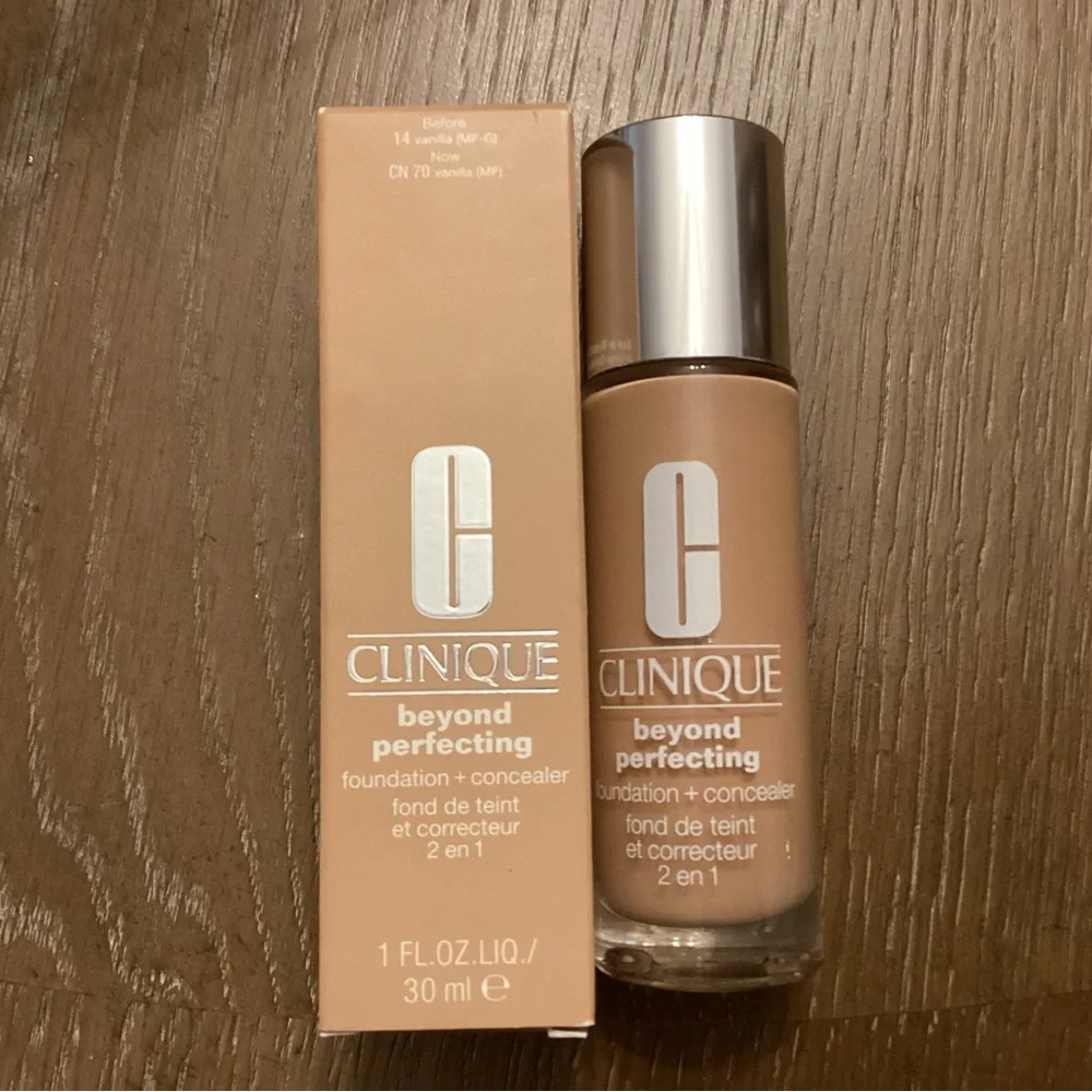NIB Clinique Beyond Perfecting Foundation + Concealer CN70 Vanilla (MF) 1 oz NEW